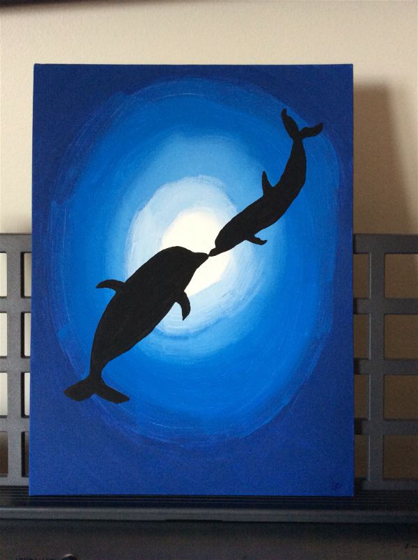 easy acrylic Painting Ideas dolphins