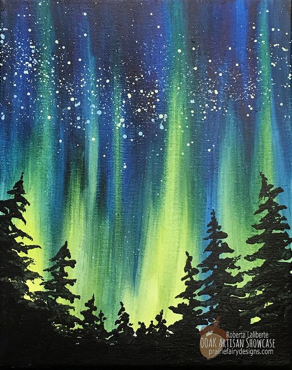 easy acrylic Painting Ideas northern lights