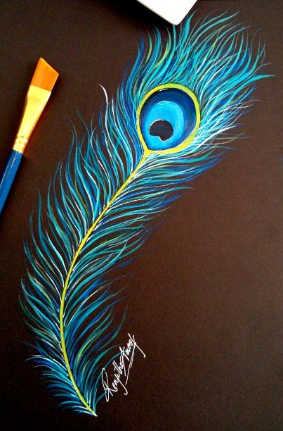 easy acrylic Painting Ideas feather