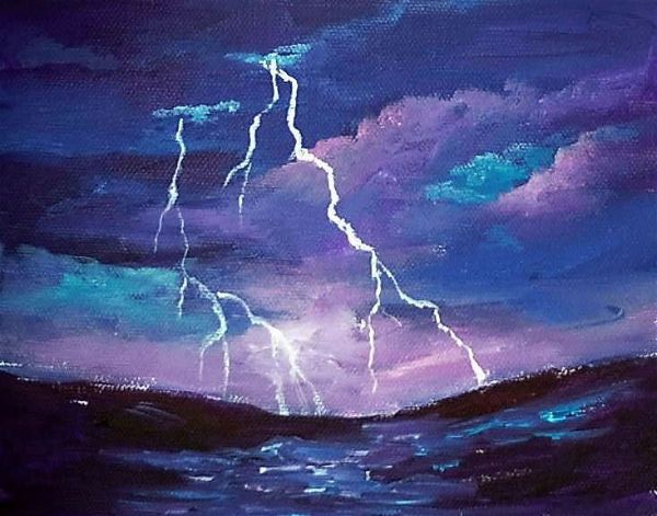 easy acrylic Painting Ideas stormy sky