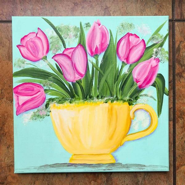 easy acrylic Painting Ideas tulips