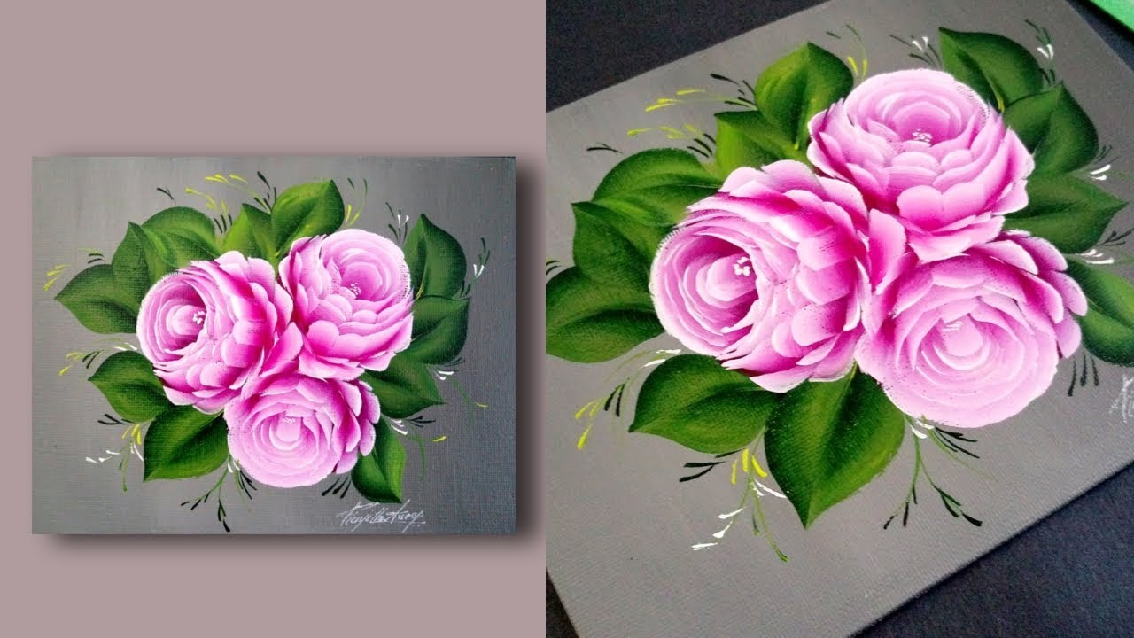 easy acrylic Painting Ideas rose