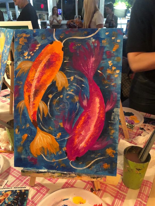easy acrylic Painting Ideas koi fish