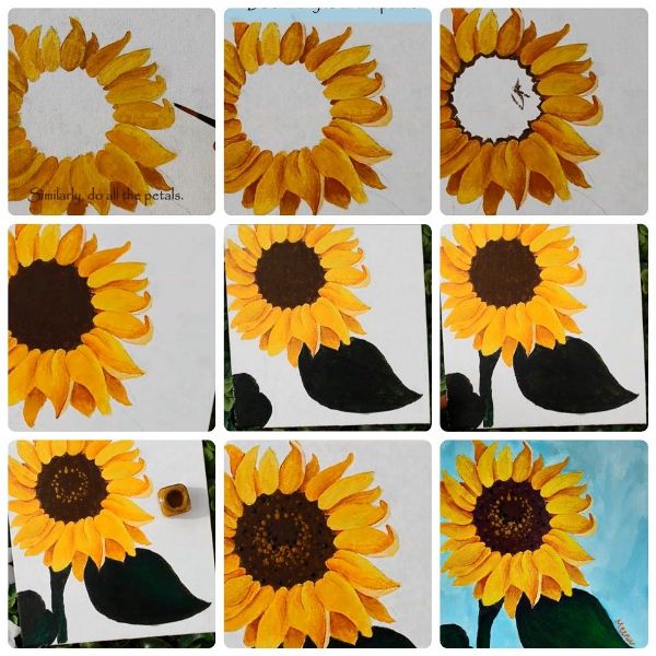 easy acrylic Painting Ideas  sunflower