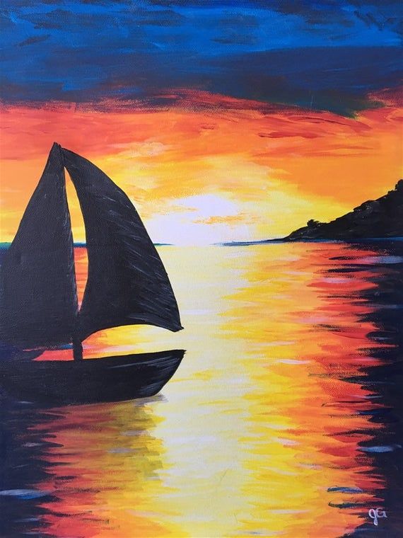 easy acrylic Painting Ideas for beginners boat