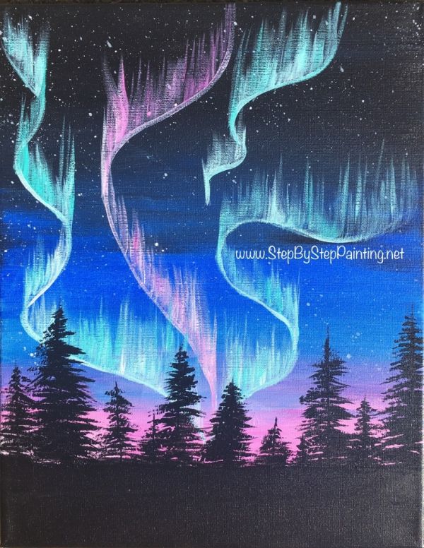 easy acrylic Painting Ideas northern lights