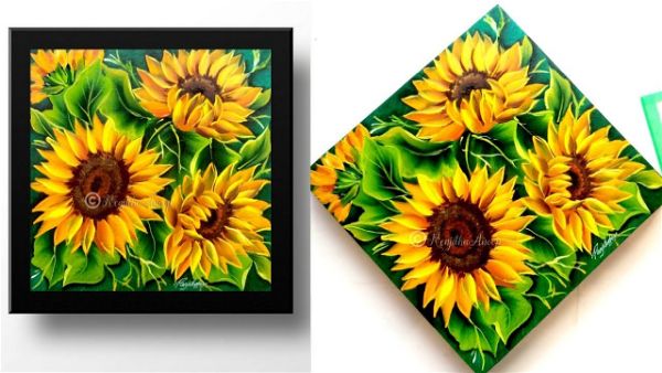 easy acrylic Painting Ideas sunflower