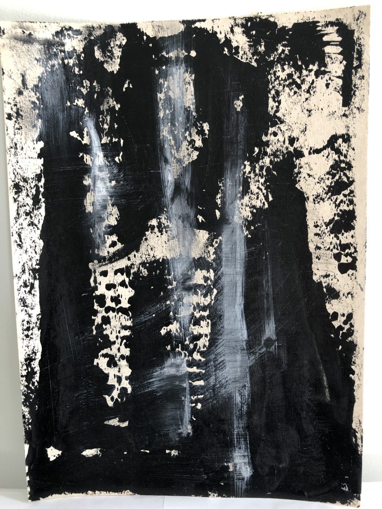 abstract painting in black and white
