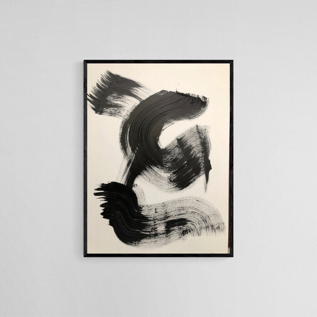 abstract painting in black and white