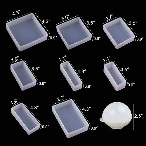 Let's Resin Rectangle Silicone Resin Molds, 3pcs Large Resin Molds w/Wooden Supp