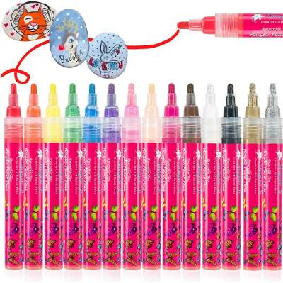 JR.WHITE Paint Markers Pens Metallic 10 Colors Paint Pens for Rock