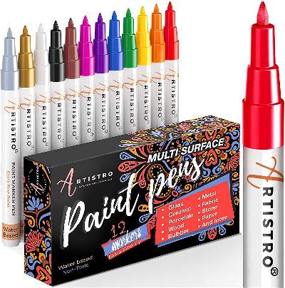 JR.WHITE Paint Markers Pens Metallic 10 Colors Paint Pens for Rock