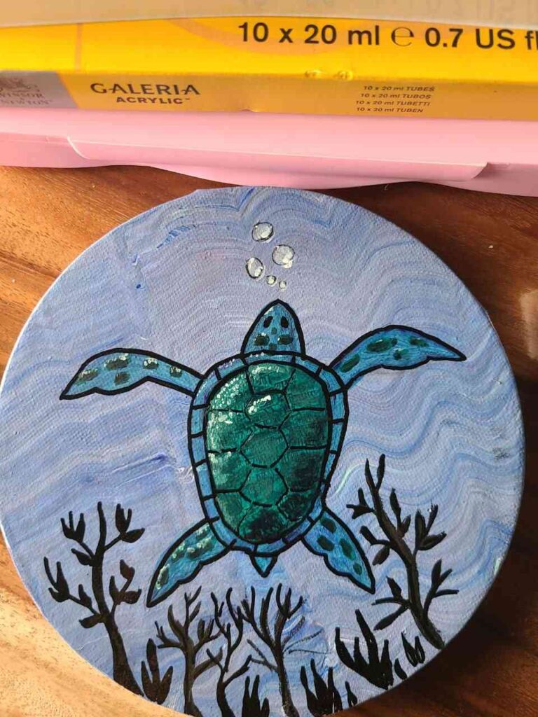 How to Paint Sea Turtle with acrylic paint
