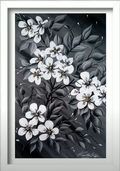 simple black and white flower painting