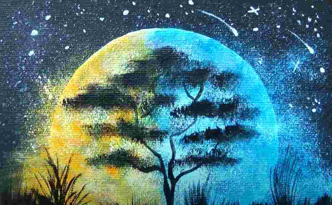 54 Awesome Black Canvas Painting Ideas You Ll Want To Replicate Galaxy Moon