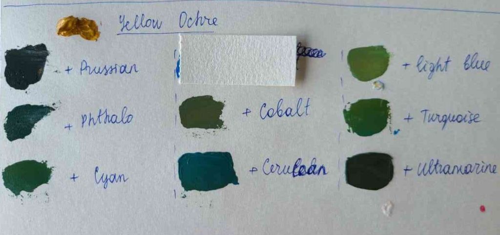 What do Yellow Ochre and blue make