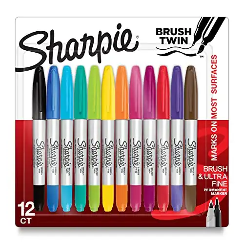 SHARPIE Twin Permanent Markers, 12 colors