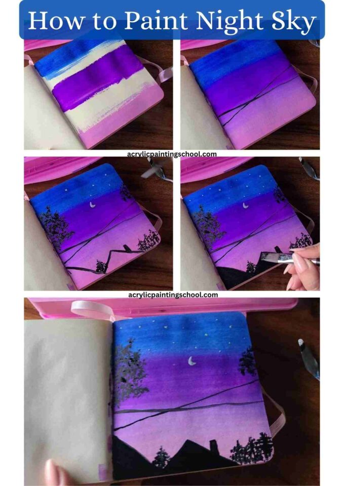 23 Easy Night Sky Painting Tutorials (Acrylic, Watercolor, Poster Paint ...