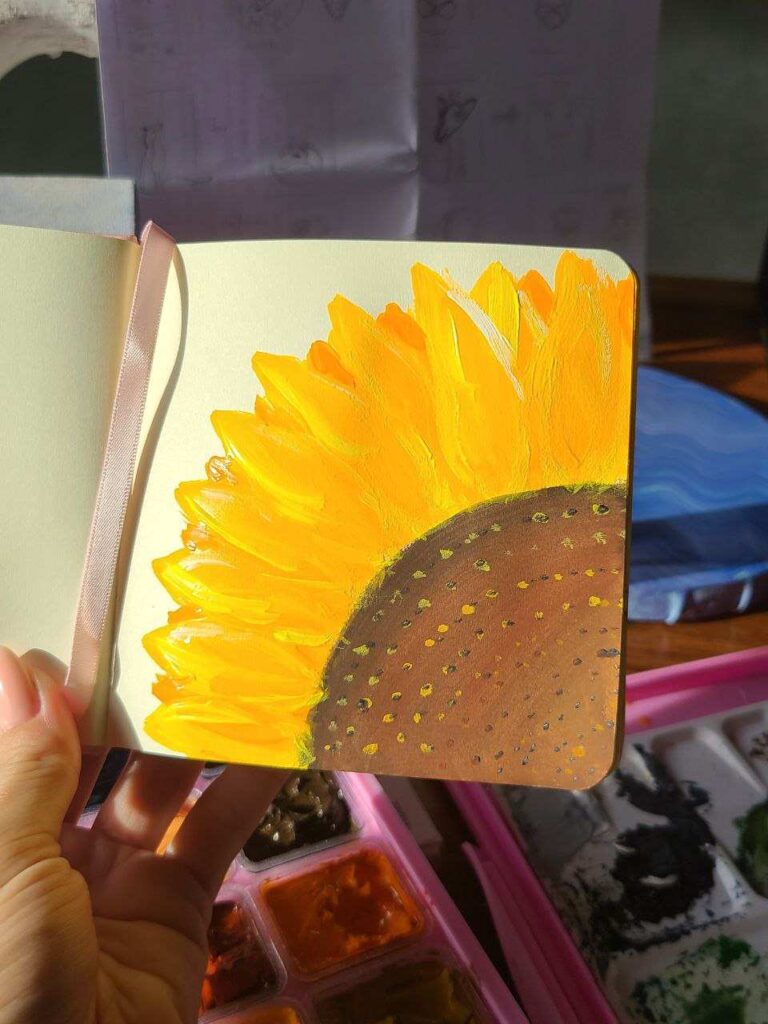 How to Paint a Sunflower with gouache