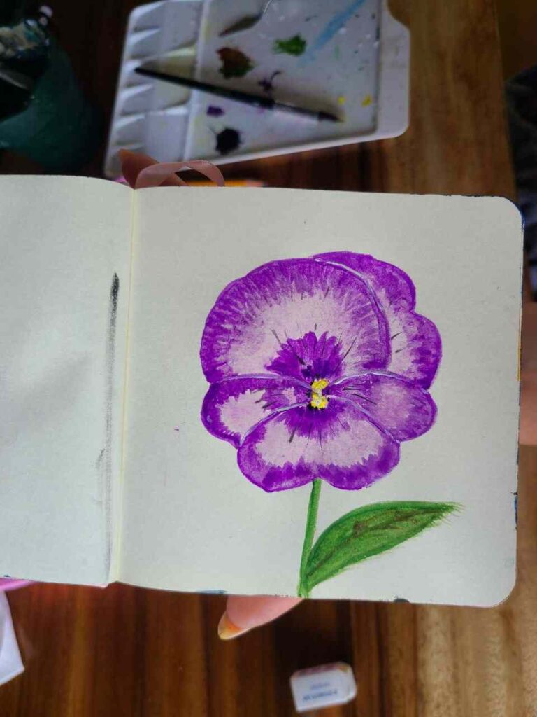 painting of violet pansy