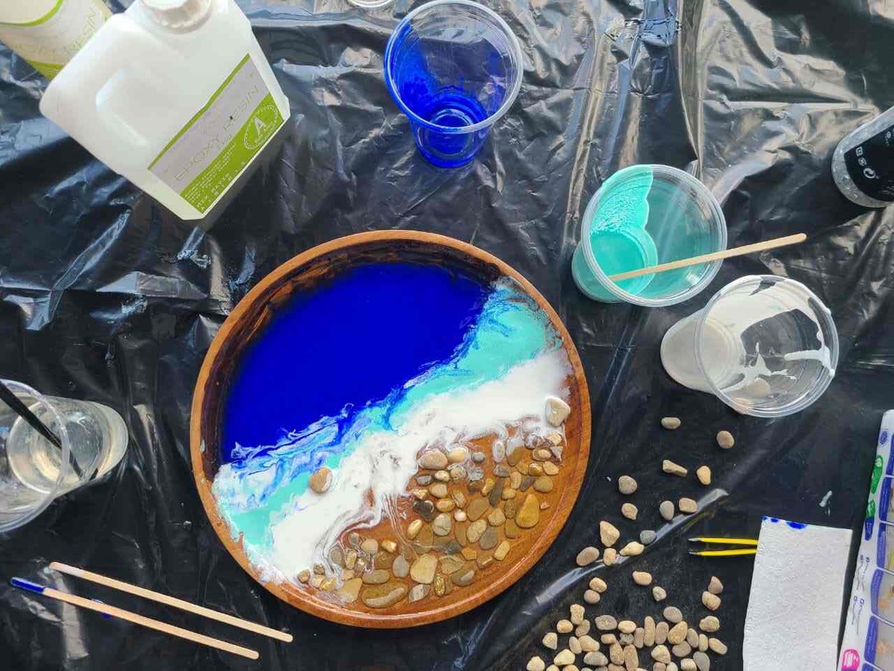 epoxy ocean resin art steps