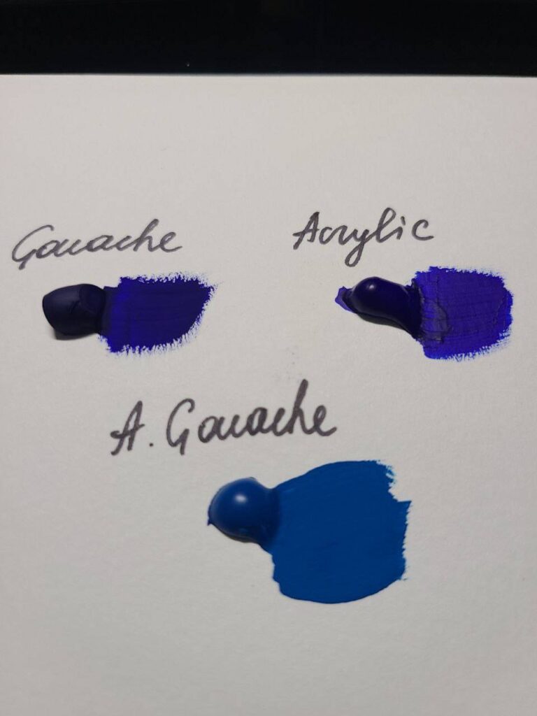 Difference between regular gouache, acrylic paint and acrylic gouache 