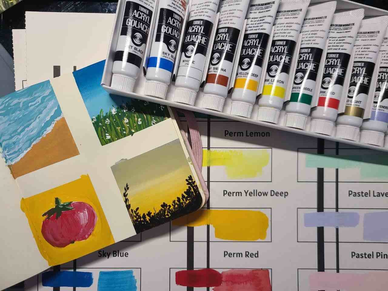 Swatching the Turner Acryl Gouache Japanesque 45 Colors Set 