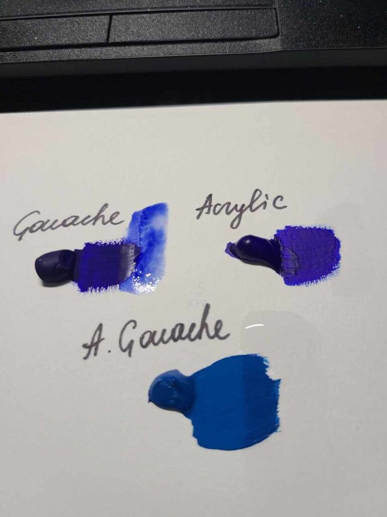 Difference between regular gouache, acrylic paint and acrylic gouache reactivate