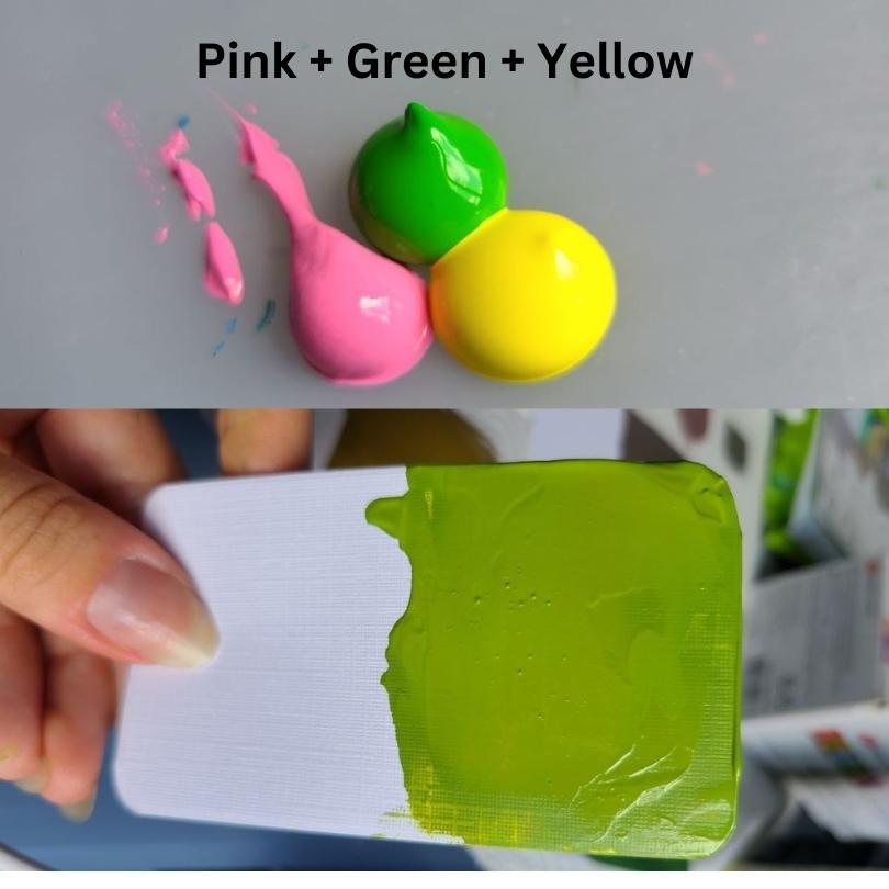 Pink, green and yellow make what color