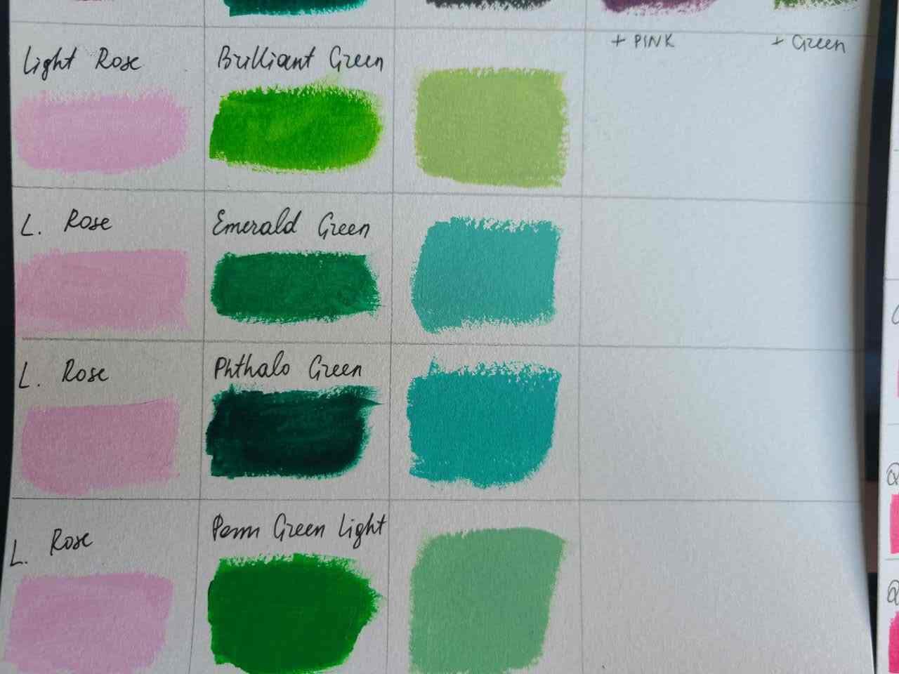 What color does light pink and green make