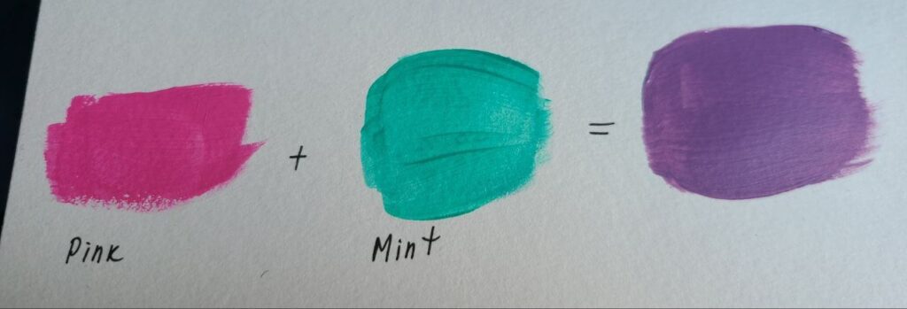What colors does mint green and pink make