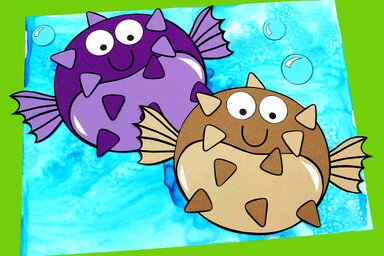 puffer fish summer painting idea and craft for kids