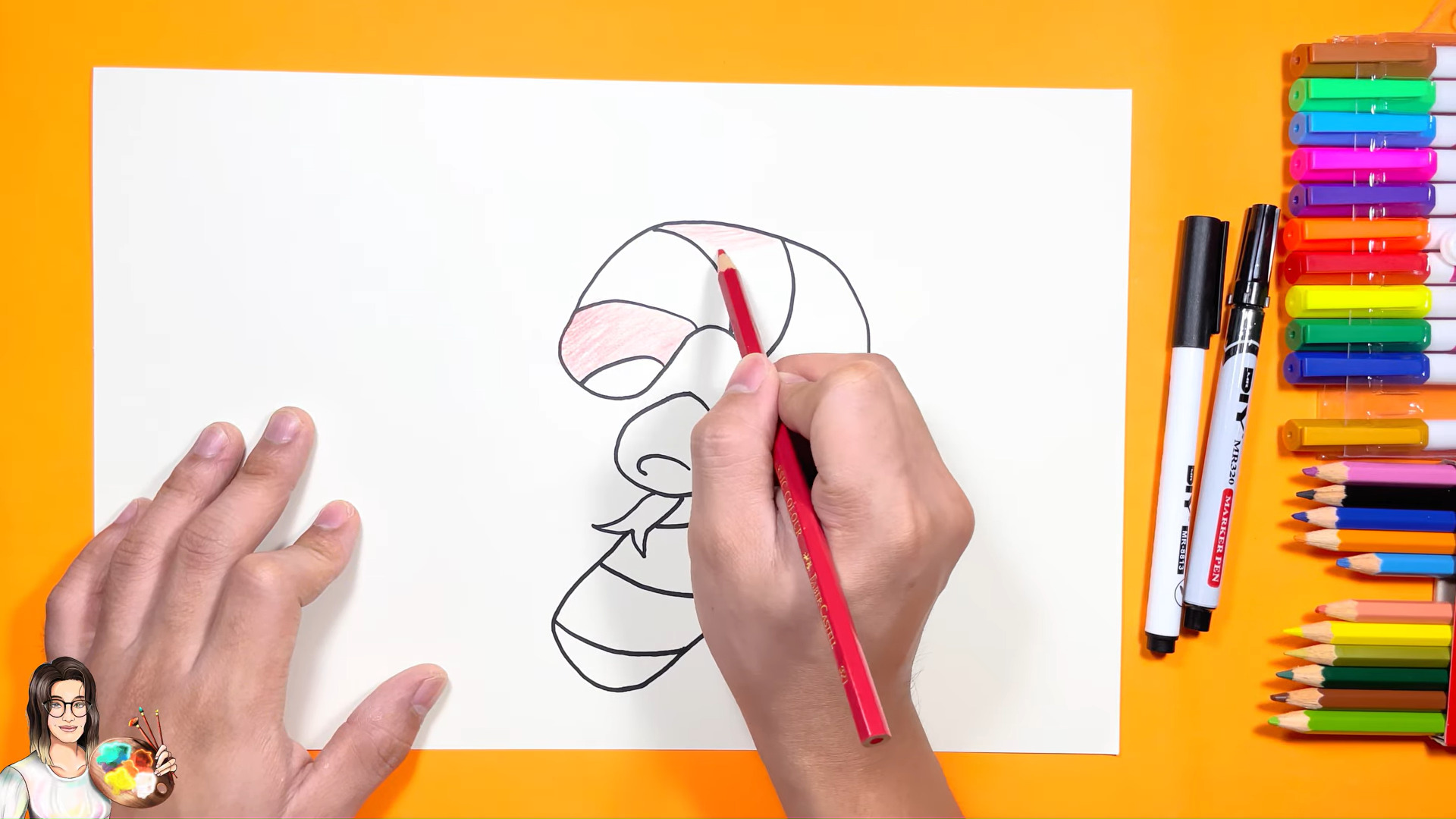 How to Draw a Candy Cane | Acrylic Painting School