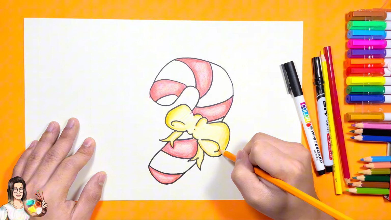 Cane Draw How to Draw a Candy Cane | Acrylic Painting School