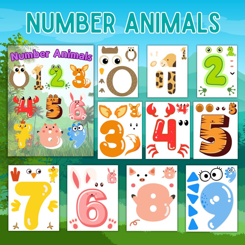Number Animals Crafts for kids