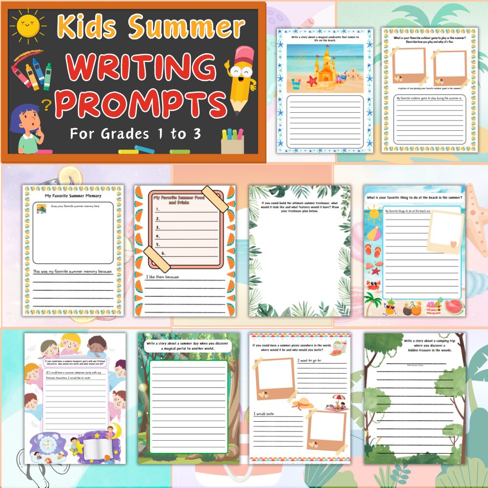 Summer Writing Prompts For Kids grades 1-3