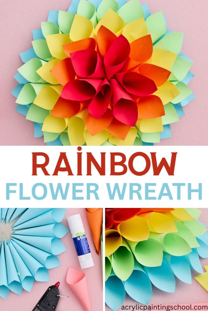 rainbow flowert wreath DIY
