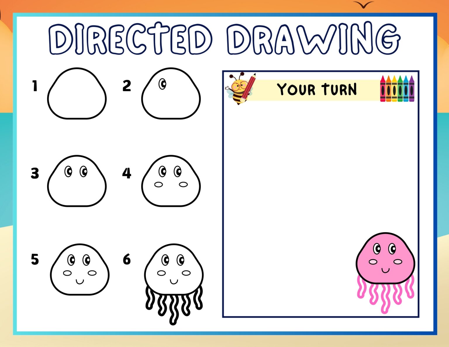 Ocean Animals Directed Drawings (9 Printable Pages) | Acrylic Painting ...