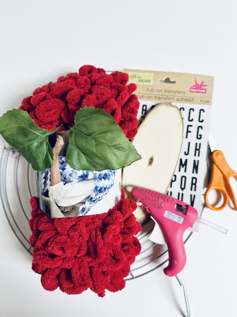 supplies to make Teacher Appreciation Apple Wreath